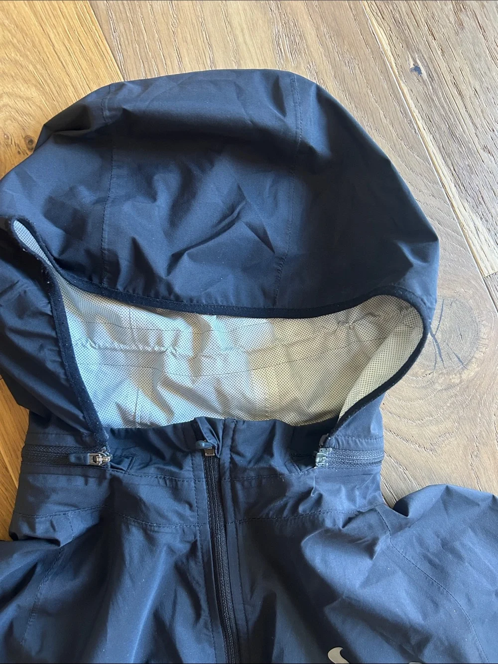 Nike Black Windbreaker Jacket with White Swoosh